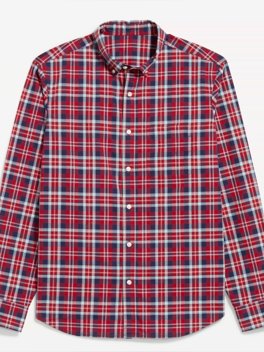 Old Navy Red and Navy Cotton Plaid Button-Down Shirt